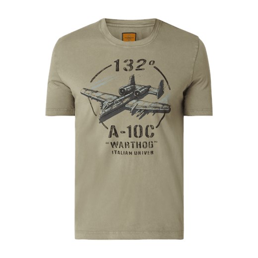 T-shirt męski zielony Aeronautica Militare z krótkim rękawem 