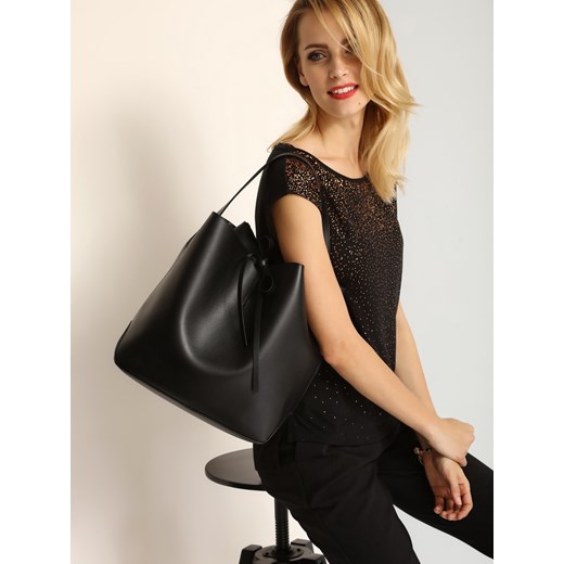 Shopper bag Top Secret bez dodatków czarna na ramię elegancka 