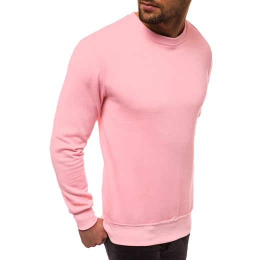Bluza męska Ozonee różowa casual gładka 