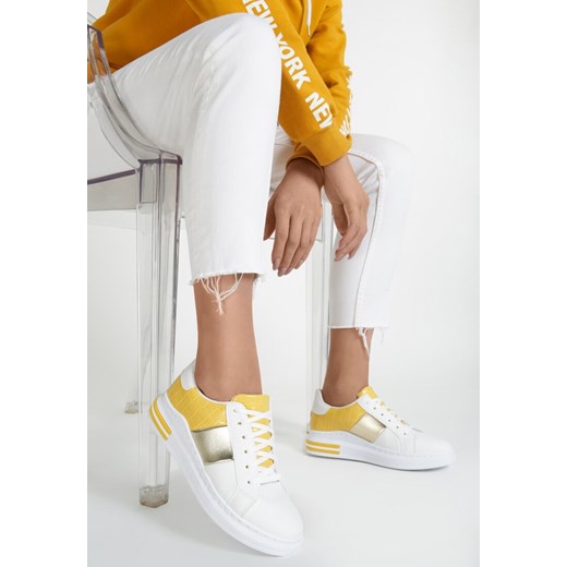 Buty sportowe damskie Renee sneakersy młodzieżowe białe gładkie sznurowane 