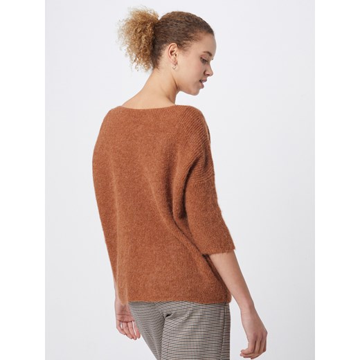 Sweter damski Soaked In Luxury bez wzorów brązowy z okrągłym dekoltem 