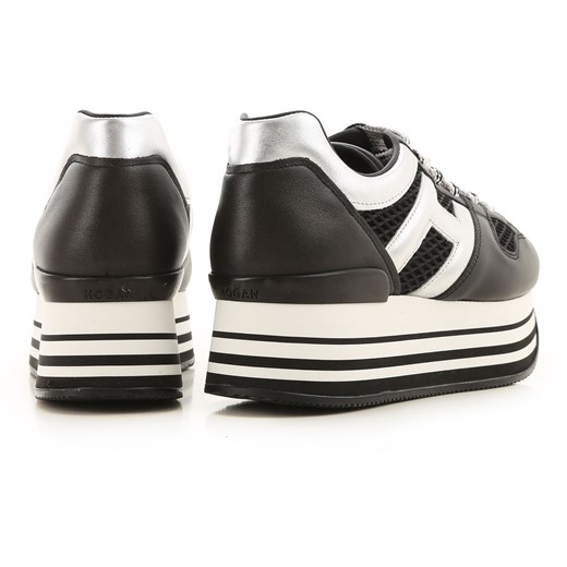 Buty sportowe damskie czarne Hogan młodzieżowe bez wzorów1 skórzane na platformie sznurowane 