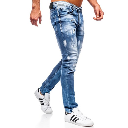 Spodnie jeansowe męskie regular fit granatowe Denley 4013 Denley  W34 L32 promocja  