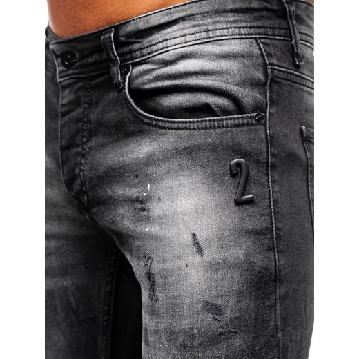Spodnie jeansowe męskie regular fit czarne Denley 4008 Denley  W30 L32 okazja  