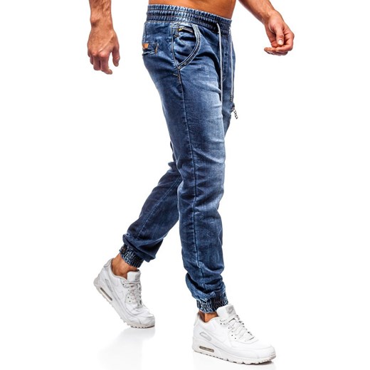 Spodnie jeansowe joggery męskie granatowe Denley  KA687 Denley  XL promocja  