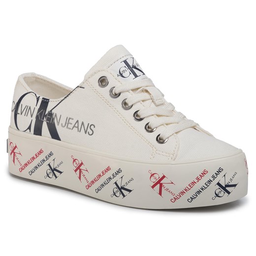 Buty sportowe damskie Calvin Klein na wiosnę z nadrukami płaskie 