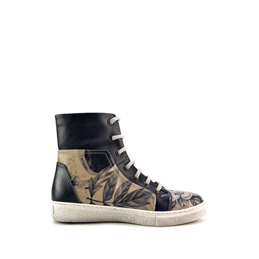 Goby Sneakersy w kolorze beżowo-czarnym ze wzorem