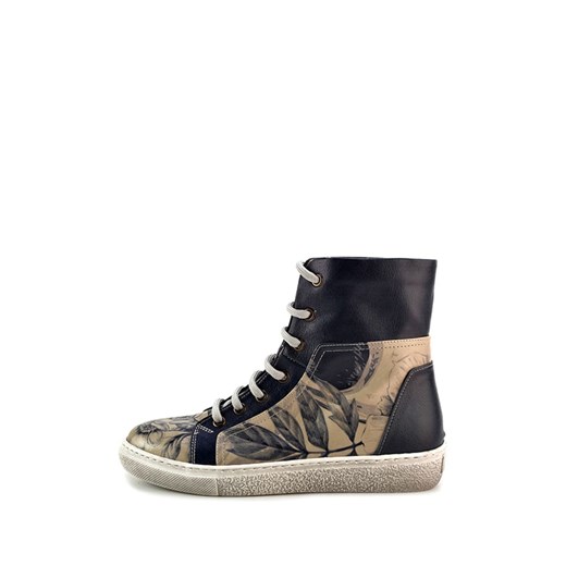 Goby Sneakersy w kolorze beżowo-czarnym ze wzorem