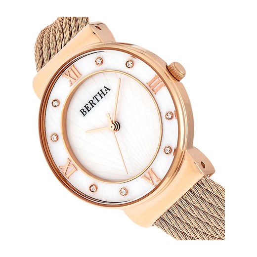 Zegarek kwarcowy "Dawn" w kolorze biało-różowozłotym Bertha  OneSize promocyjna cena Limango Polska 