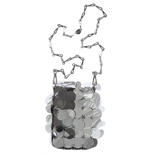 Kopertówka Paco Rabanne na ramię srebrna zdobiona 
