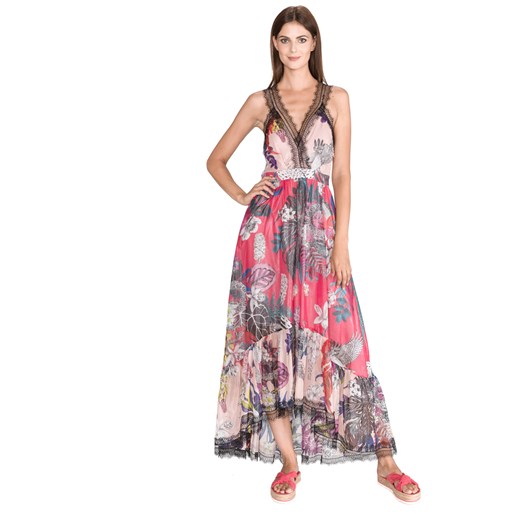 Sukienka Just Cavalli jedwabna boho maxi oversize na ramiączkach 