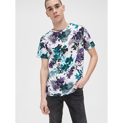 Cropp - Koszulka w kwiaty - Biały  Cropp XL 