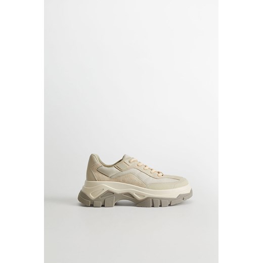 Sneakersy damskie Mango skórzane wiązane