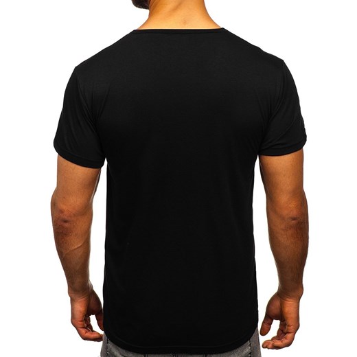 T-shirt męski czarny Denley młodzieżowy z krótkim rękawem 