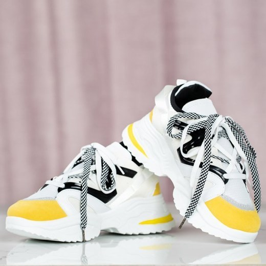 Royalfashion.pl sneakersy damskie sznurowane bez wzorów sportowe 