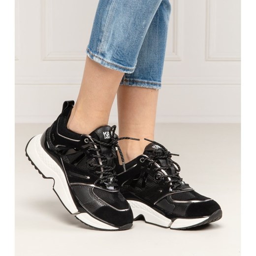 Karl Lagerfeld buty sportowe damskie czarne skórzane sznurowane wiosenne bez wzorów 