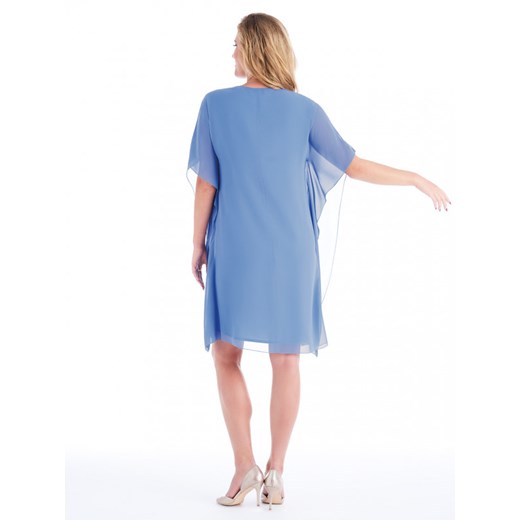 Sukienka Potis & Verso niebieska z długim rękawem bez wzorów 