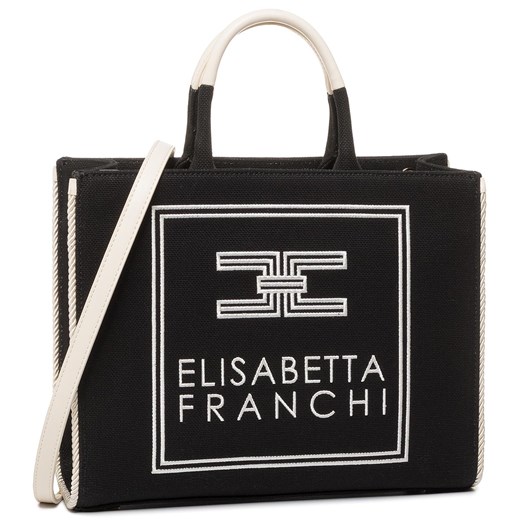 Shopper bag Elisabetta Franchi bez dodatków z nadrukiem na ramię młodzieżowa duża 