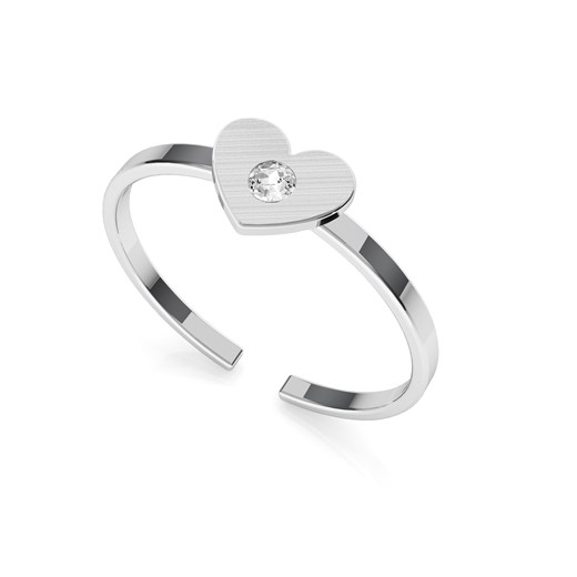 Pierścionek z sercem i kryształem Swarovskiego, My RING™  srebro 925 satynowane : Kolor pokrycia srebra - Pokrycie Jasnym Rodem  Giorre  