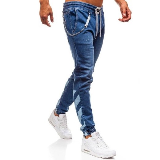 Spodnie jeansowe baggy męskie niebieskie Denley 2040