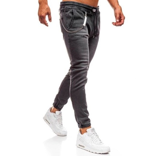 Spodnie jeansowe baggy męskie antracytowe  Denley 2040