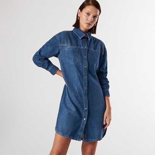 Reserved - Jeansowa sukienka koszulowa - Niebieski Reserved  42 