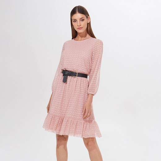 Mohito - Sukienka z tkaniny plumeti - Różowy  Mohito XL 