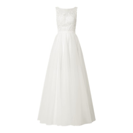 Sukienka Luxuar satynowa na ślub cywilny biała z haftem 