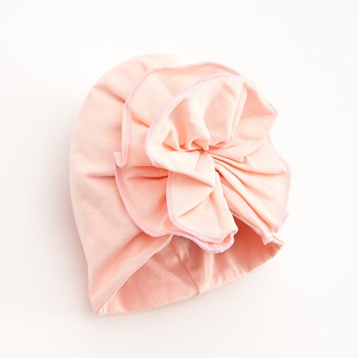 Czapka dziecięca różowa Reserved w kwiaty z bawełny 
