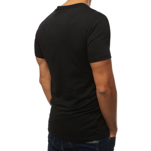 Dstreet t-shirt męski z bawełny czarny z krótkim rękawem 