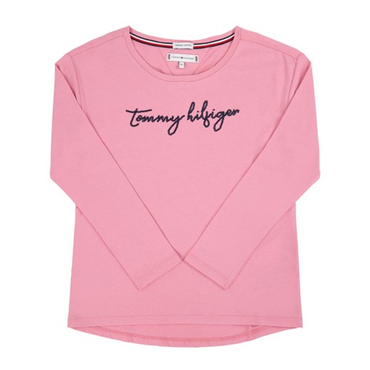 Bluzka dziewczęca różowa Tommy Hilfiger z napisem 