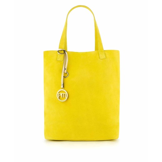 Żółta torebka typu shopper bag ze skóry zamszowej LANDRO