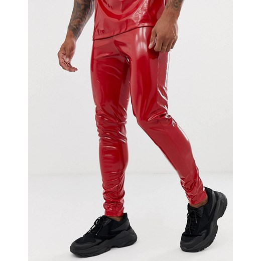 ASOS DESIGN – Czerwone megginsy z efektem mokrego połysku, część kompletu-Czerwony