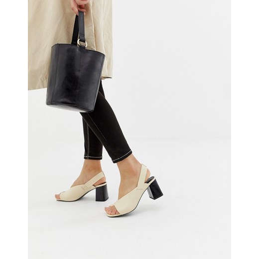 Sandały damskie Asos gładkie brązowe na średnim obcasie eleganckie 