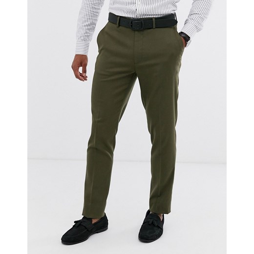 ASOS DESIGN – Oliwkowozielone spodnie garniturowe o obcisłym kroju-Zielony