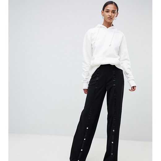 ASOS DESIGN –  Tall –  Spodnie z szerokimi nogawkami z zatrzaskami-Czarny