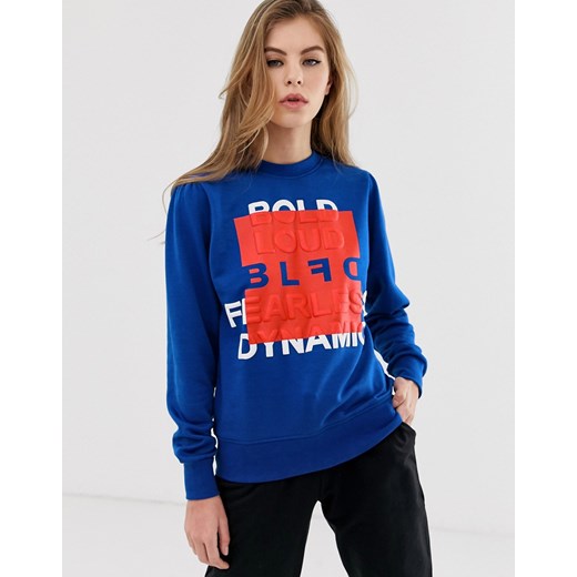 BLFD – Bluza z bufiastymi rękawami i tłoczonym wzorem-Niebieski