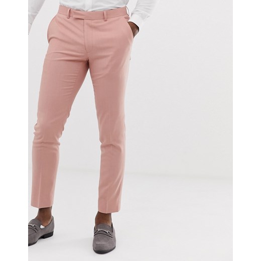 Moss London – Różowe spodnie garniturowe o dopasowanym kroju-Różowy