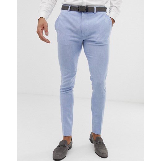 ASOS DESIGN Bardzo obcisłe spodnie Super Skinny od garnituru ślubnego, jasnoniebieskie, kreskowane
