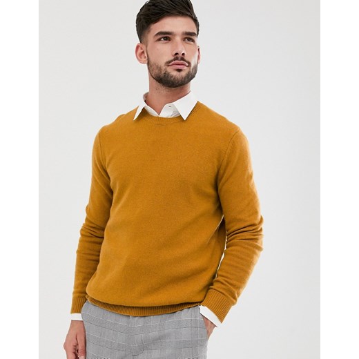 ASOS DESIGN – Musztardowy sweter z wełny jagnięcej-Żółty