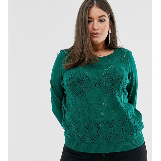 Junarose — Teksturowany sweter ze wzorem-Zielony