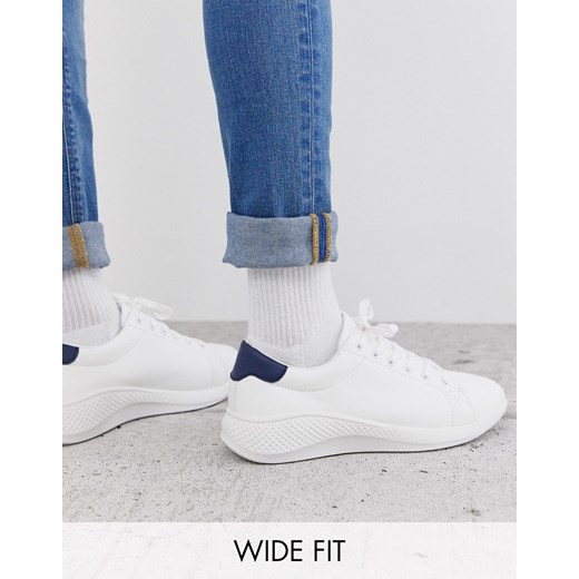 ASOS DESIGN – Białe buty sportowe o szerokim kroju z grubą podeszwą-Biały