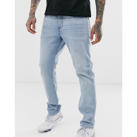 ASOS DESIGN - Jasnoniebieskie jeansy ze spranego denimu ze stretchem w stylu retro o obcisłym kroju