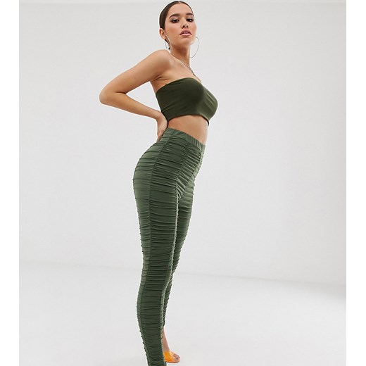 Fashionkilla – Marszczone spodnie w kolorze khaki-Zielony