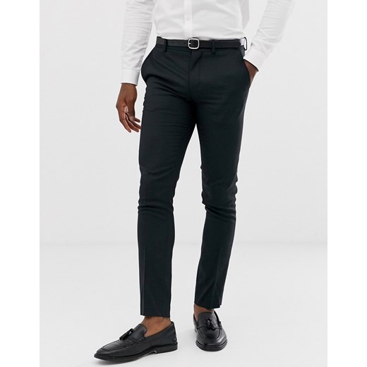 Jack & Jones – Premium – Czarne spodnie garniturowe o bardzo dopasowanym kroju ze stretchem-Czarny