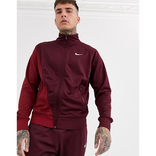 Nike – Burgundowo-czerwona kurtka z suwakiem i logo Swoosh-Czerwony