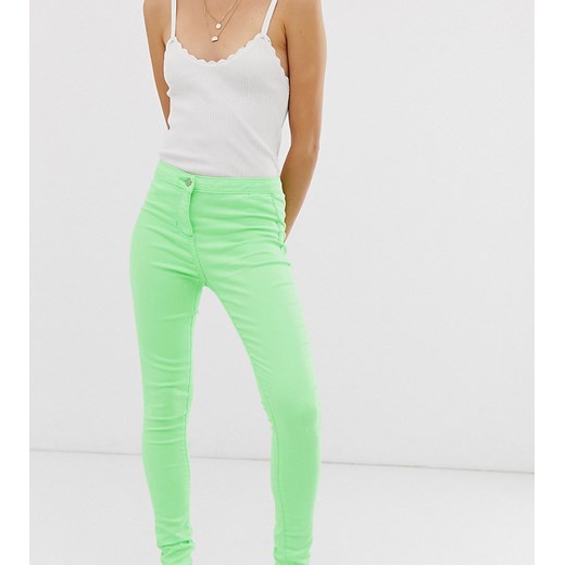 Parisian Petite – Neonowe zielone jeansy z podwyższonym stanem o obcisłym kroju-Zielony