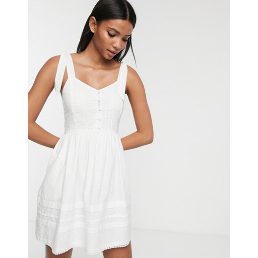 Accessorize – Biała sukienka plażowa midi z guzikami na górze-Biały