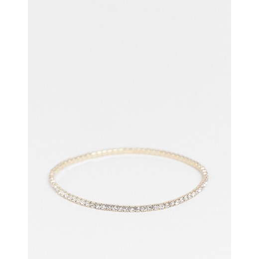 ASOS DESIGN – Elastyczna bransoletka z kryształkami w kolorze złotym