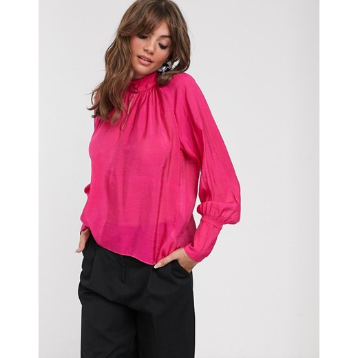 In Wear Cordelia – Drapowana bluzka z wysokim dekoltem-Różowy